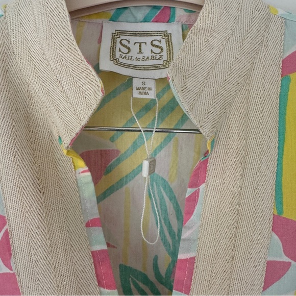 Sail to Sable Long Sleeve Maxi Tunic Dress - Pastel Palm Print - Picture 3 of 8